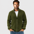Men's Zip Cardigan - High Collar Long Sleeve Knit Sweater