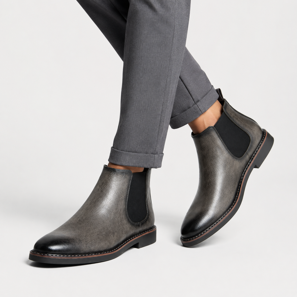 Men's Chelsea Boots - Vintage PU Round Toe Rubber Sole