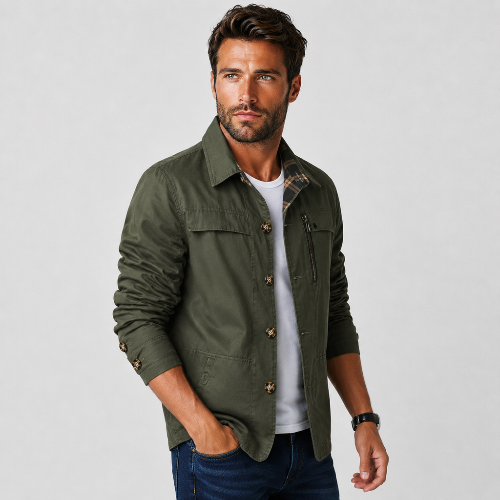 Men's Cotton Jacket - Slim Fit Lightweight Casual Jacket