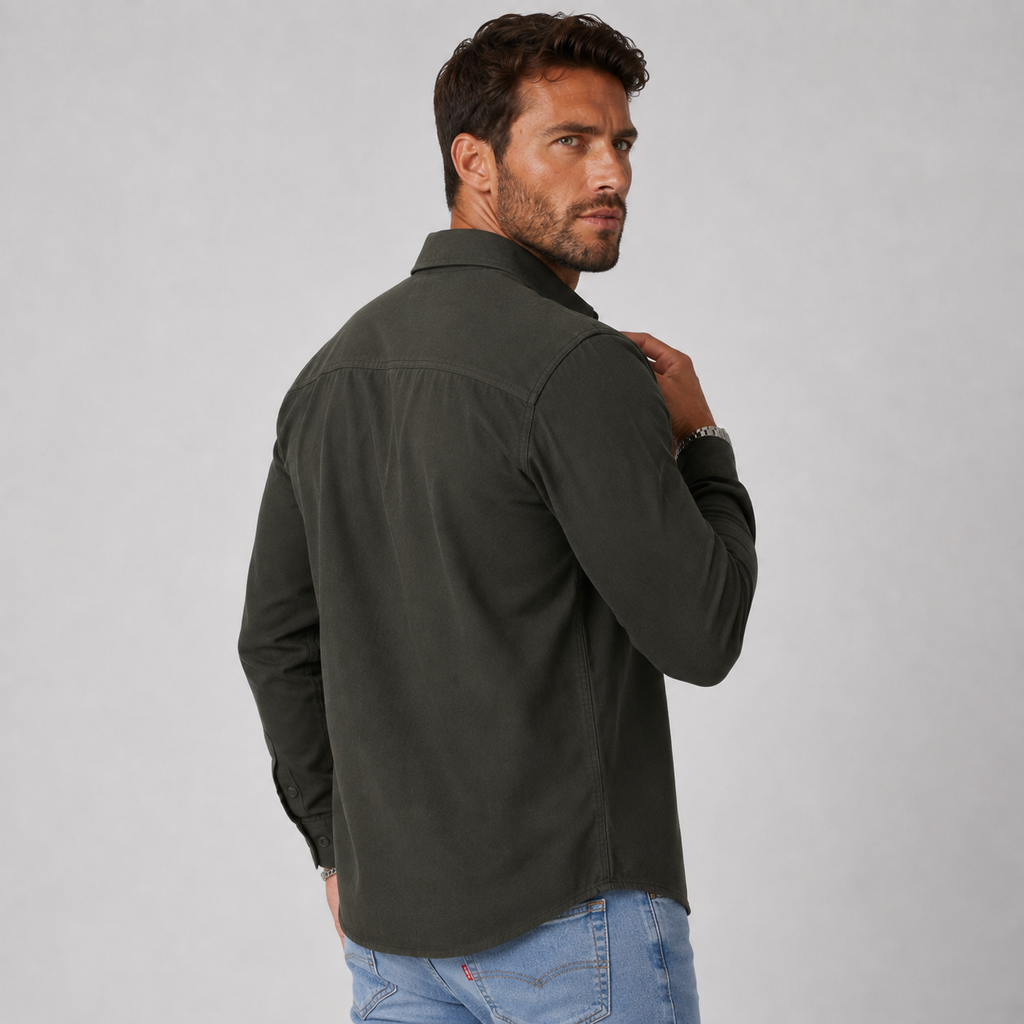 Men's Cotton Shirt - Long Sleeve Slim Fit Winter Shirt