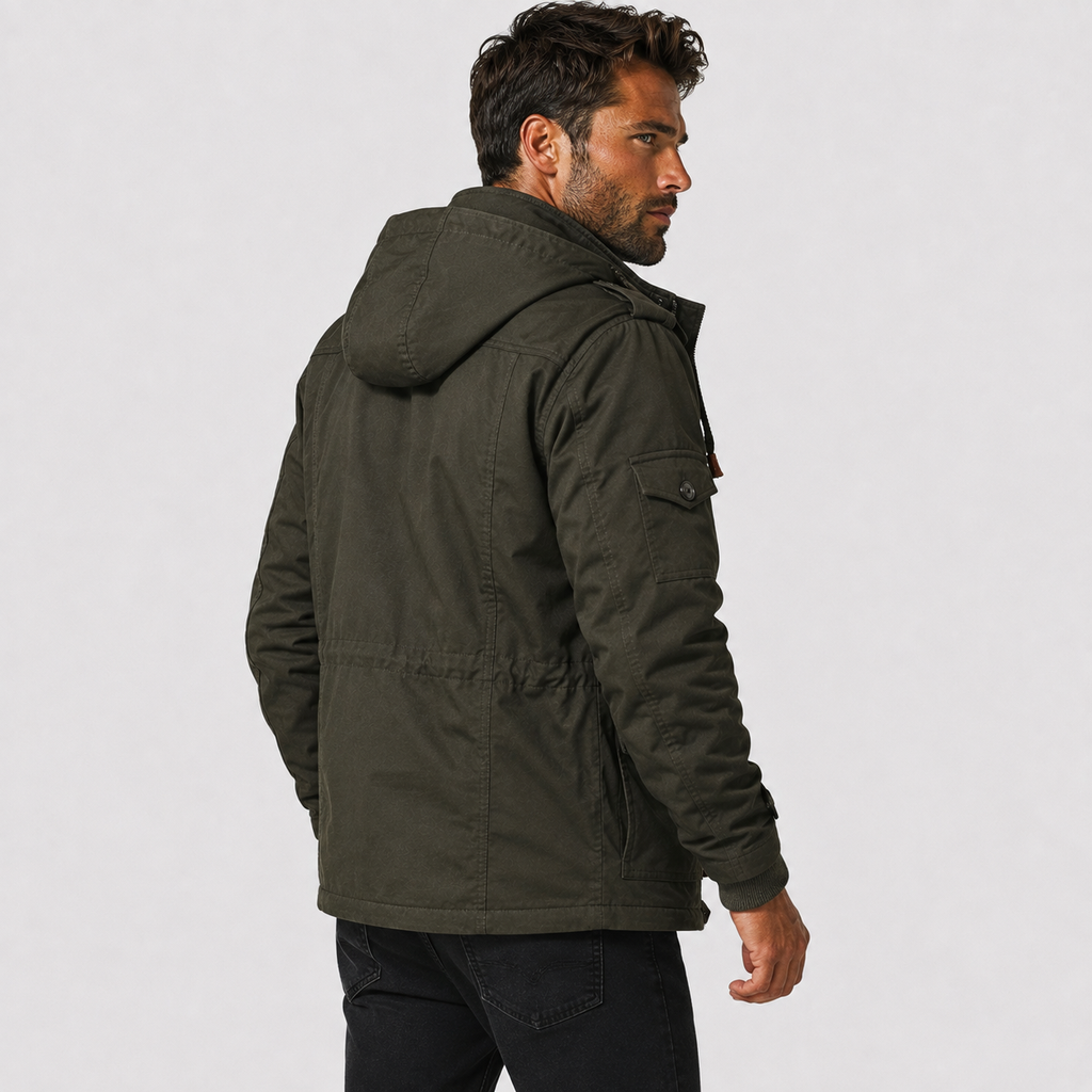 Men's Fleece-Lined Jacket - 100% Cotton Winter Coat