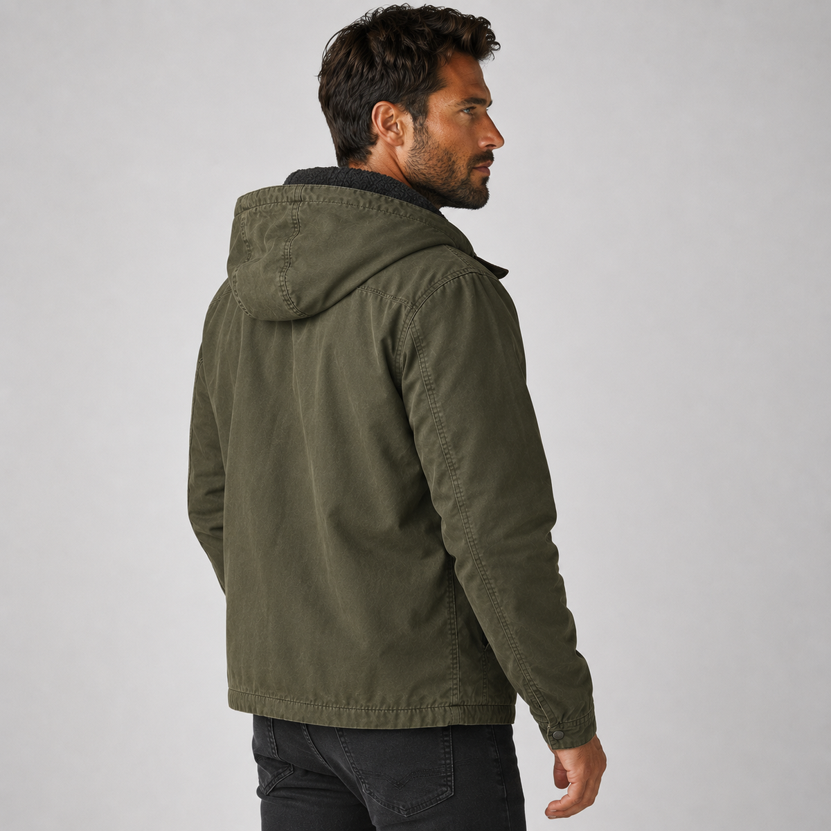 Men's Hooded Winter Coat - Long Loose Fit with Pockets