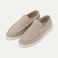 Men's Faux Suede Loafers - Slip-On Rubber Sole Shoes