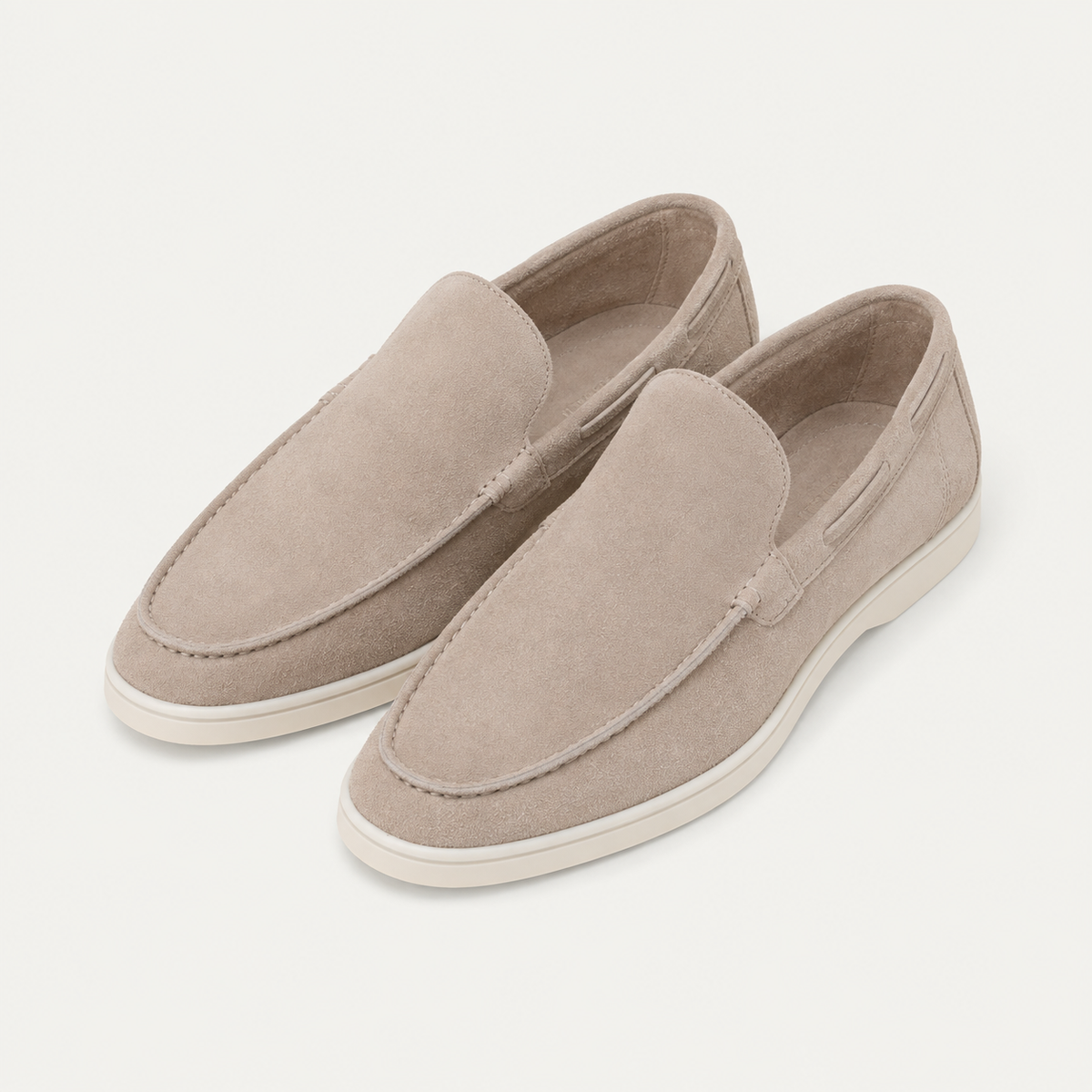 Men's Faux Suede Loafers - Slip-On Rubber Sole Shoes