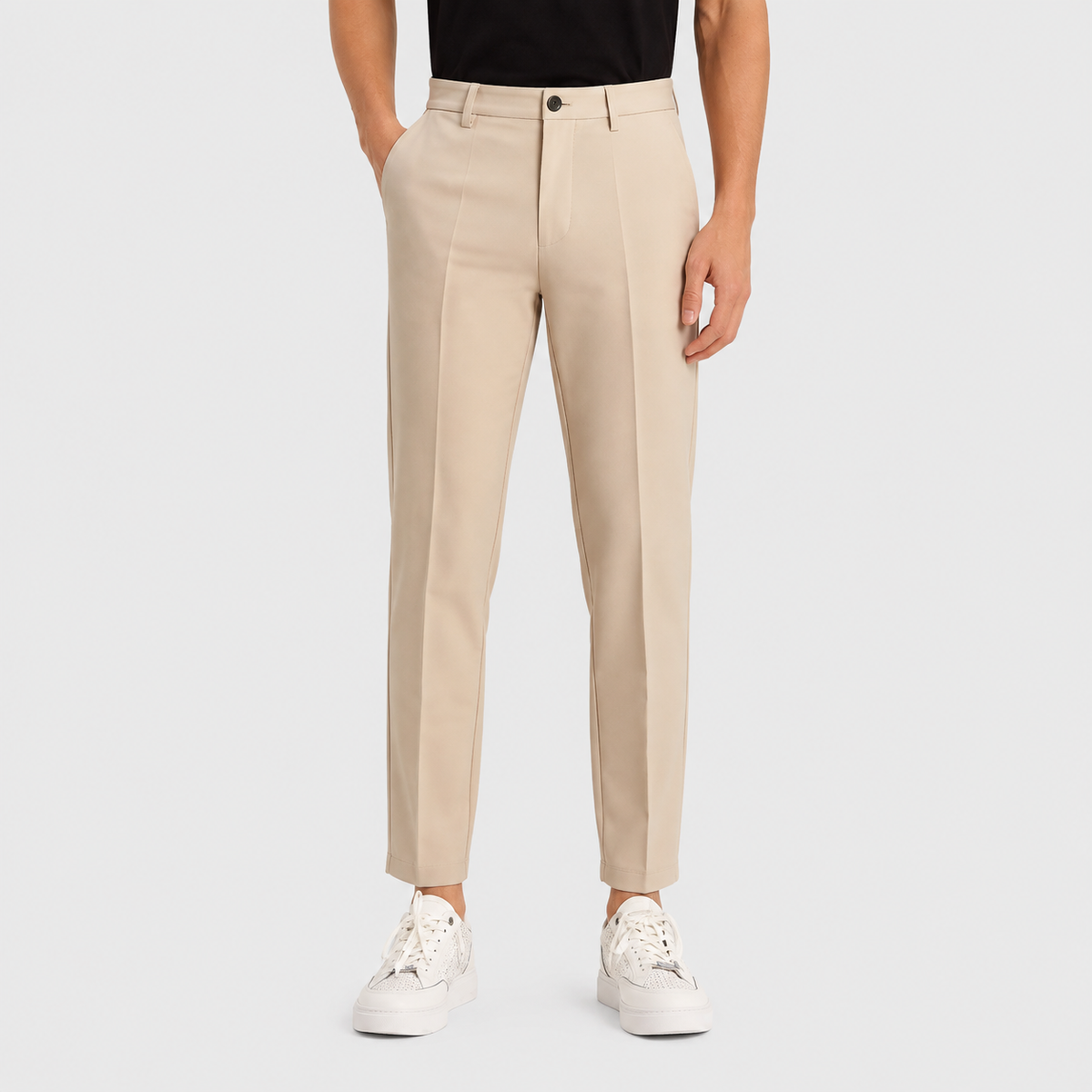 Men's Ankle-Banded Pants - Loose Fit Polyester Trousers