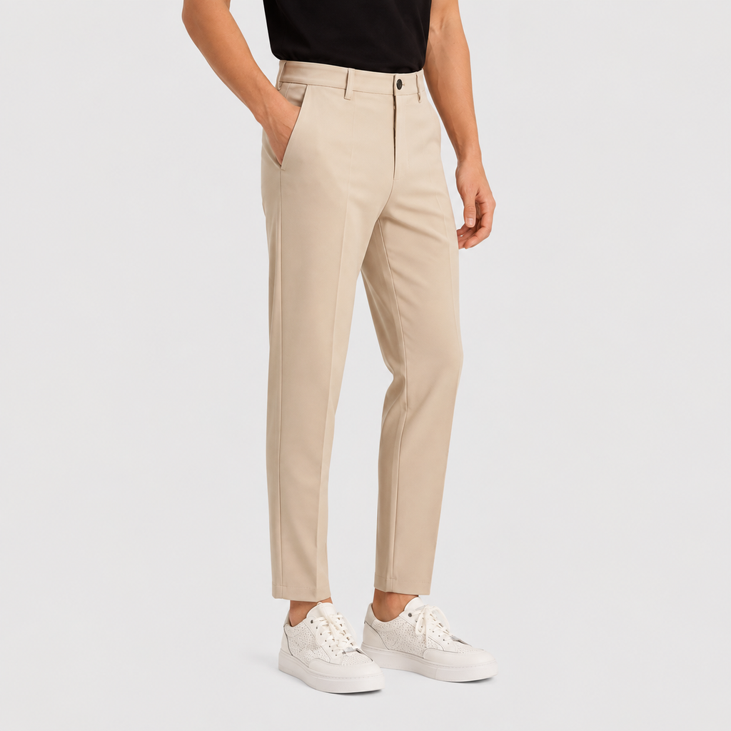 Men's Ankle-Banded Pants - Loose Fit Polyester Trousers