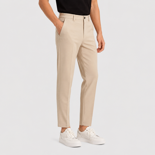 Men's Ankle-Banded Pants - Loose Fit Polyester Trousers