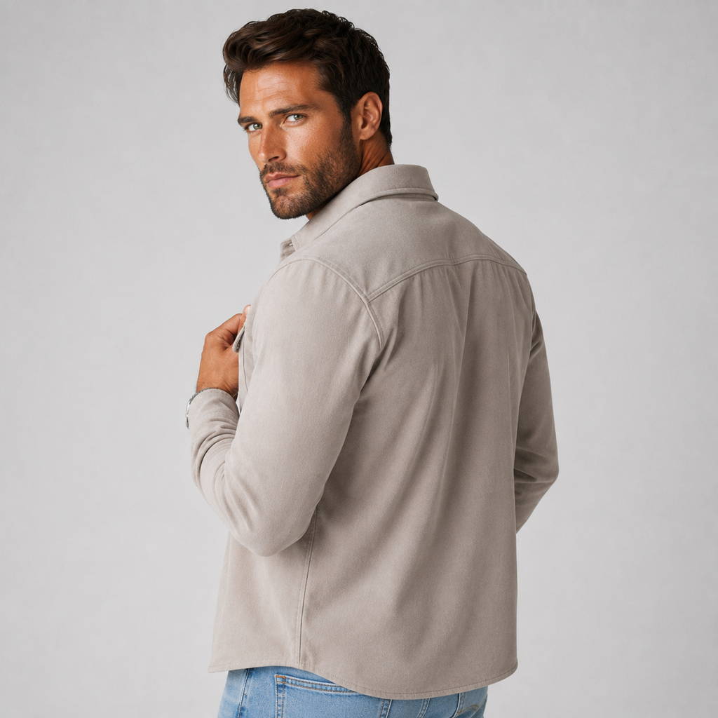 Men's Cotton Shirt - Long Sleeve Slim Fit Winter Shirt