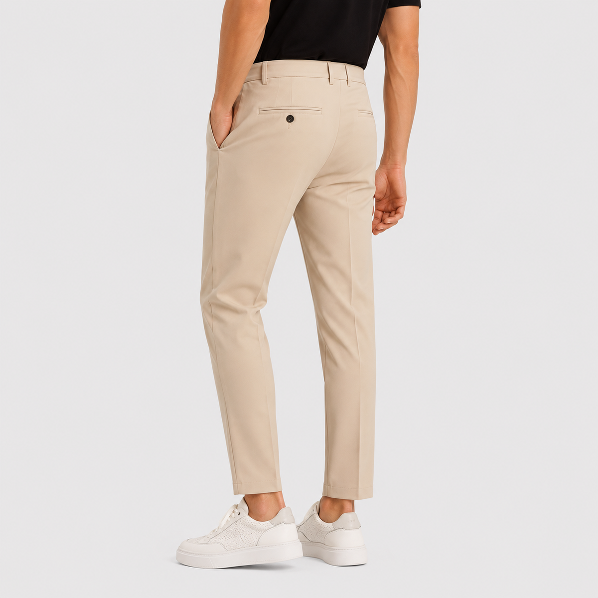 Men's Ankle-Banded Pants - Loose Fit Polyester Trousers