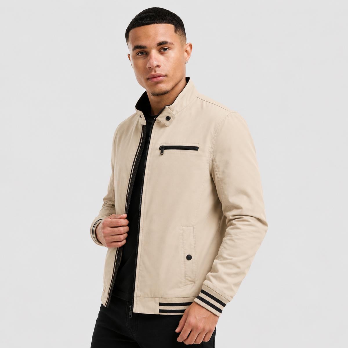 Men's Cotton Jacket - Washed Casual Spring Fall Coat