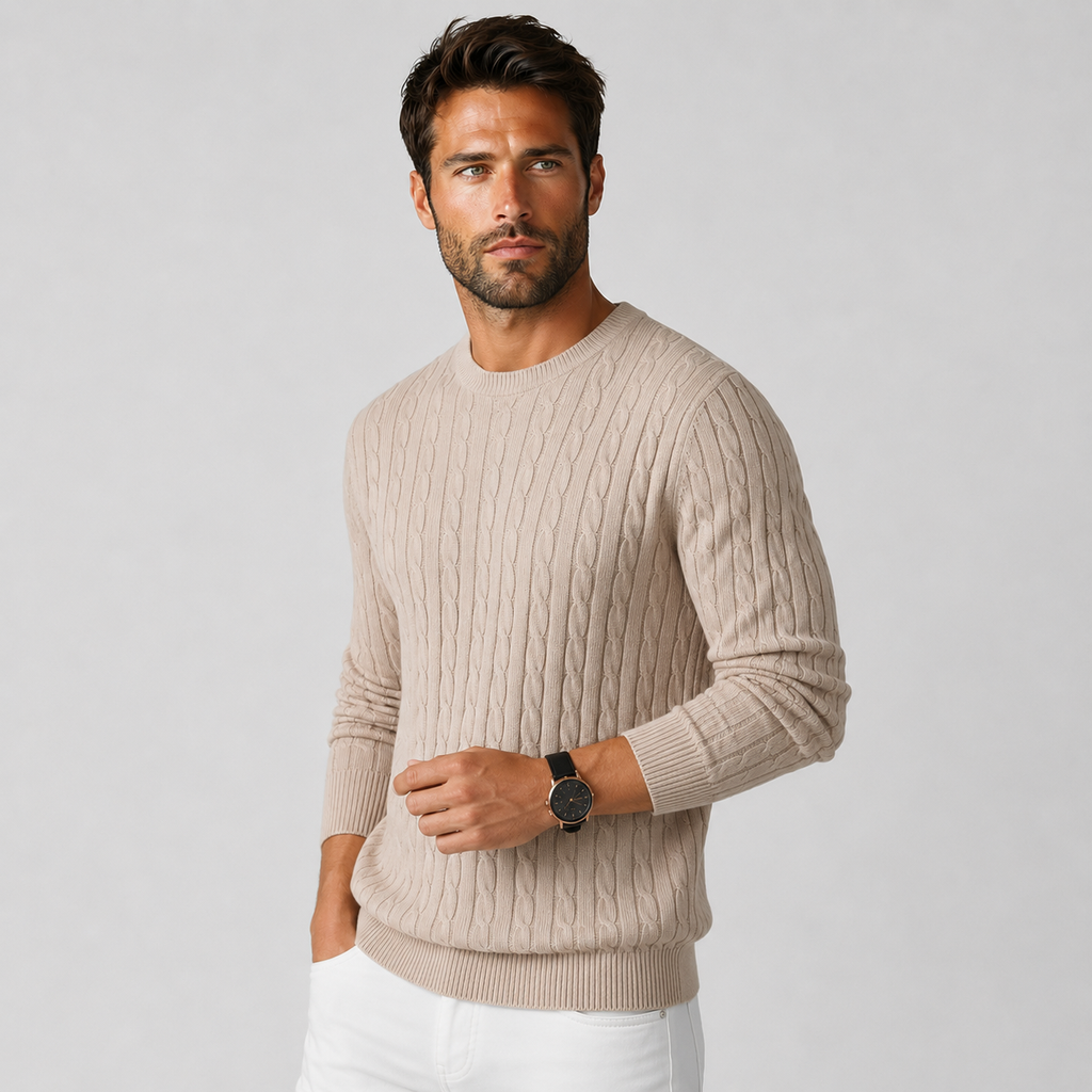 Men's Jacquard Sweater - Loose Fit Casual Pullover