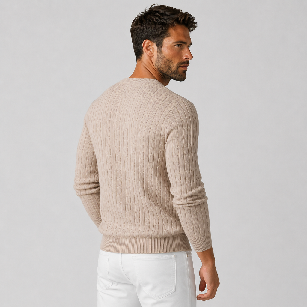 Men's Jacquard Sweater - Loose Fit Casual Pullover