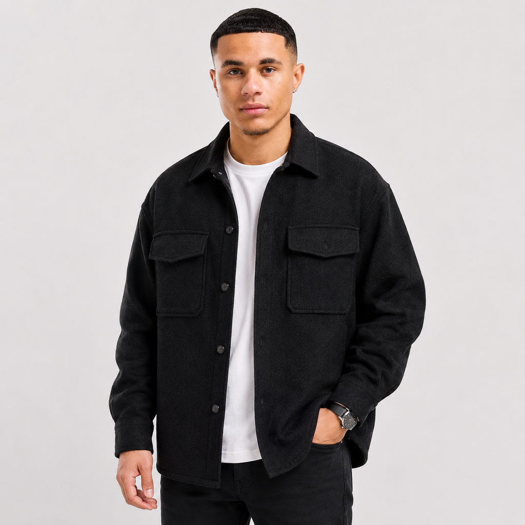 Men's Polo Collar Jacket - Polyester Long Sleeve