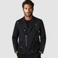 Men's Casual Jacket - Polyester Zip-Up Black Jacket