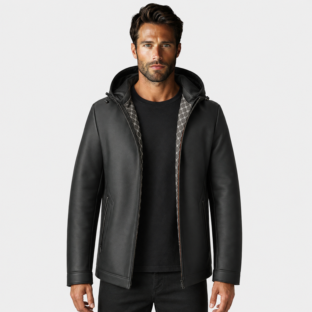 Men's Genuine Leather Jacket - Classic Casual Outerwear