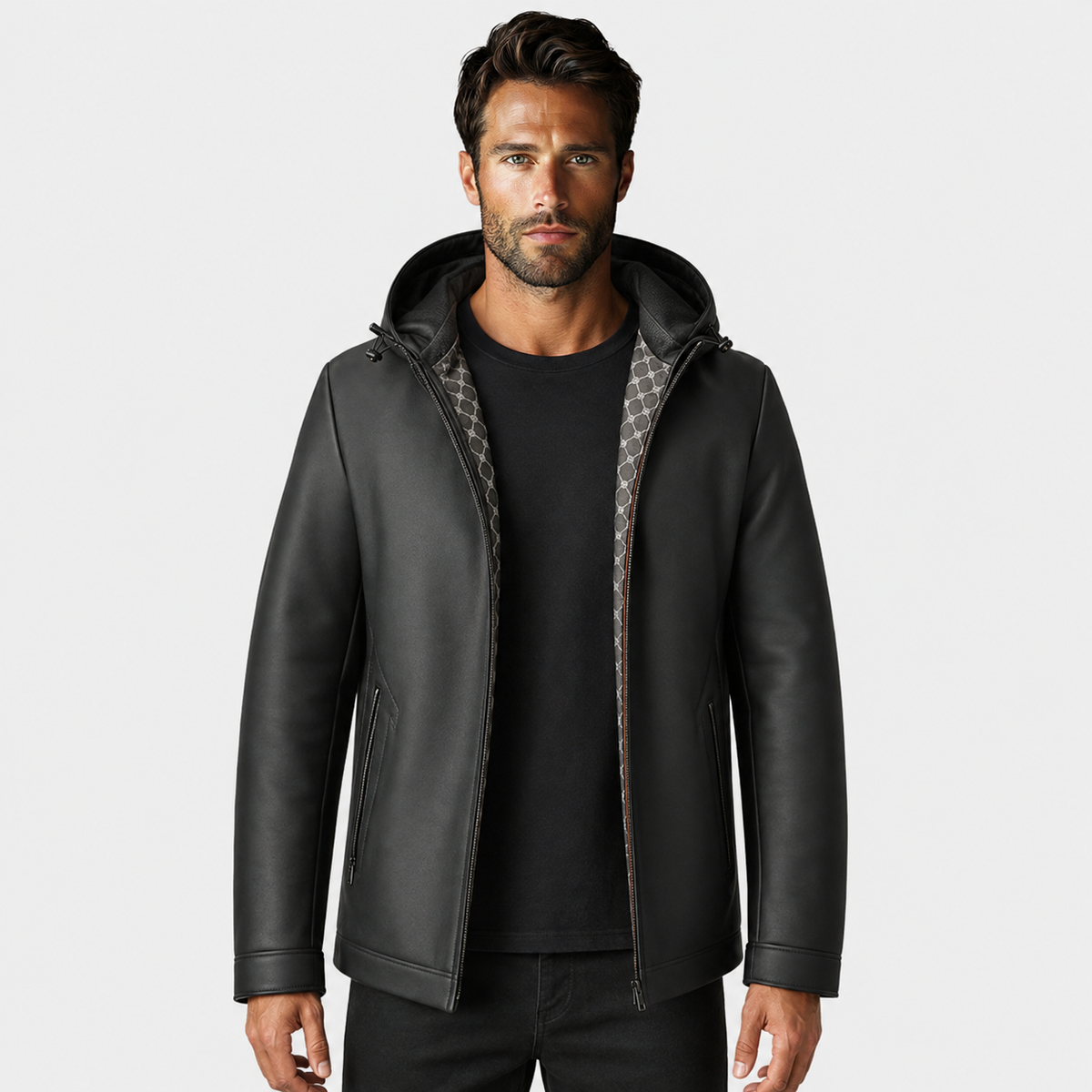 Men's Genuine Leather Jacket - Classic Casual Outerwear