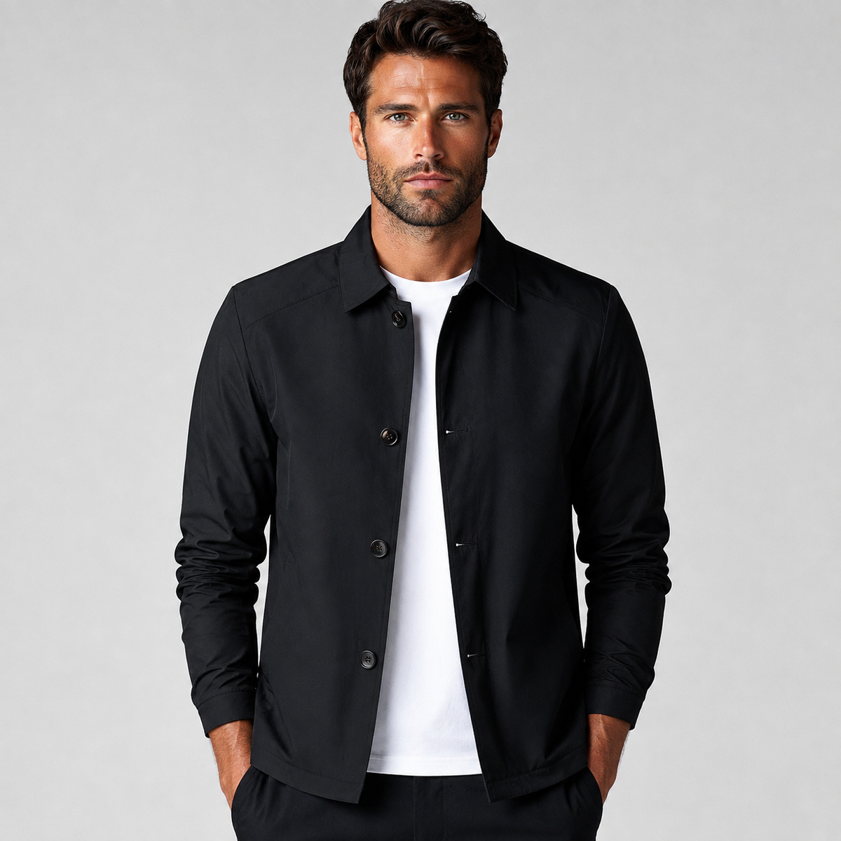 Men's Lapel Jacket - Solid Color Loose Fit Casual Style