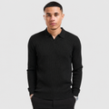Men's Long Sleeve Polo Shirt - Waffle Knit Slim Fit