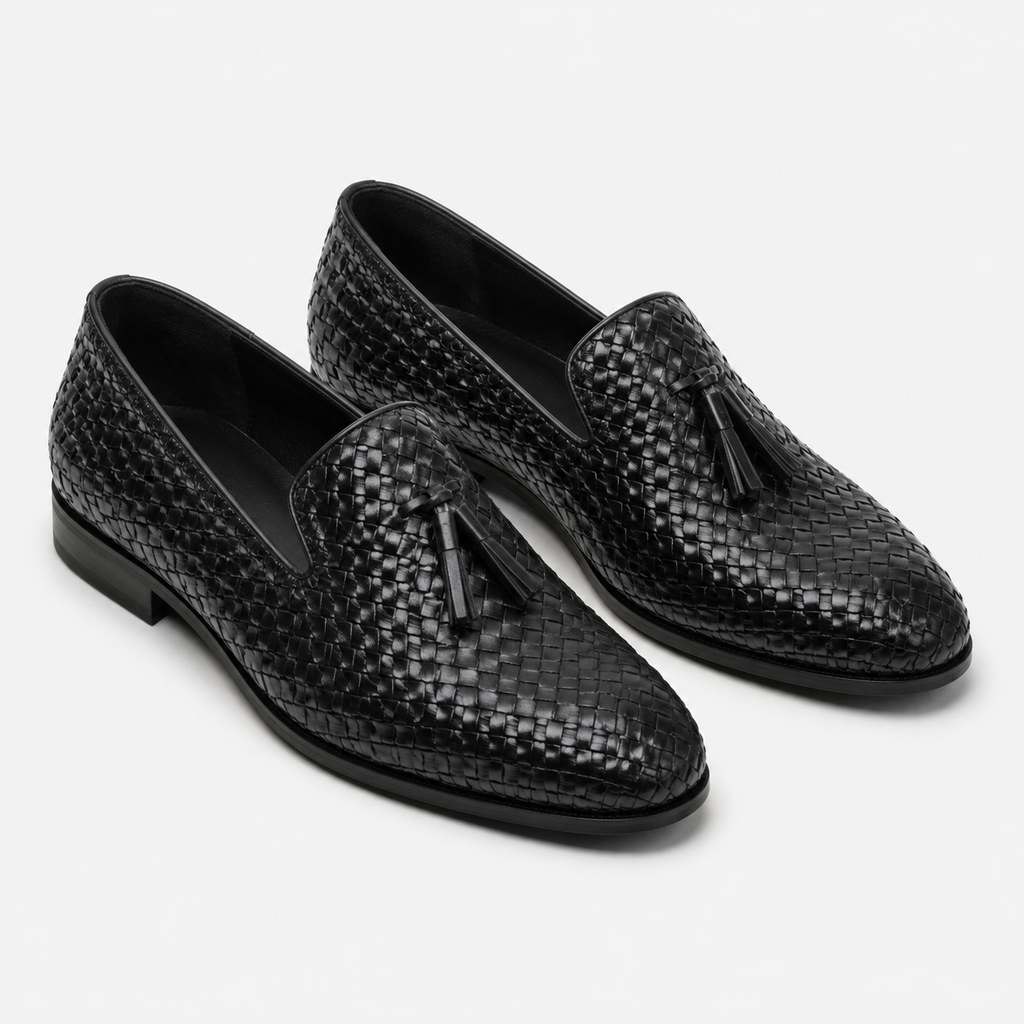 Men's Woven Leather Loafers - Casual Summer Shoes