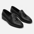 Men's Woven Leather Loafers - Casual Summer Shoes