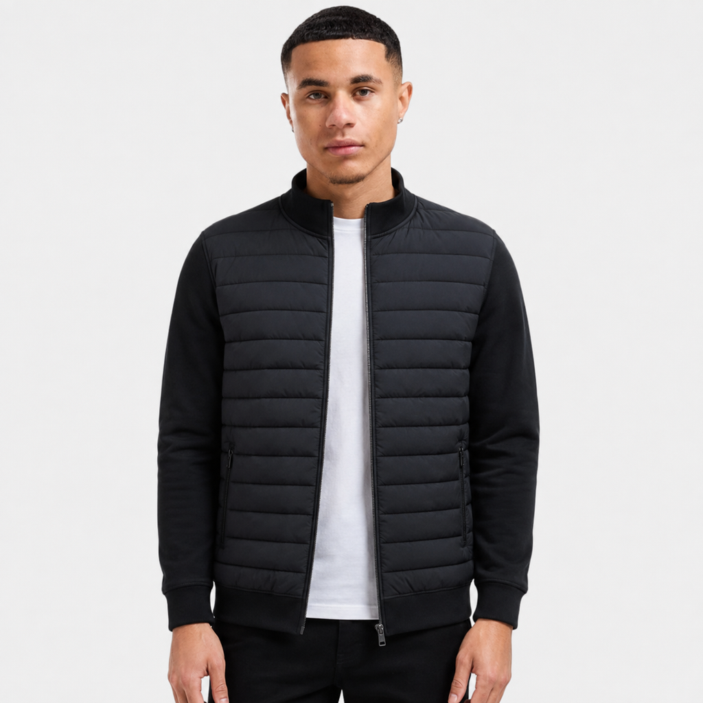 Men's Stand Collar Jacket - Cotton Blend Regular Fit