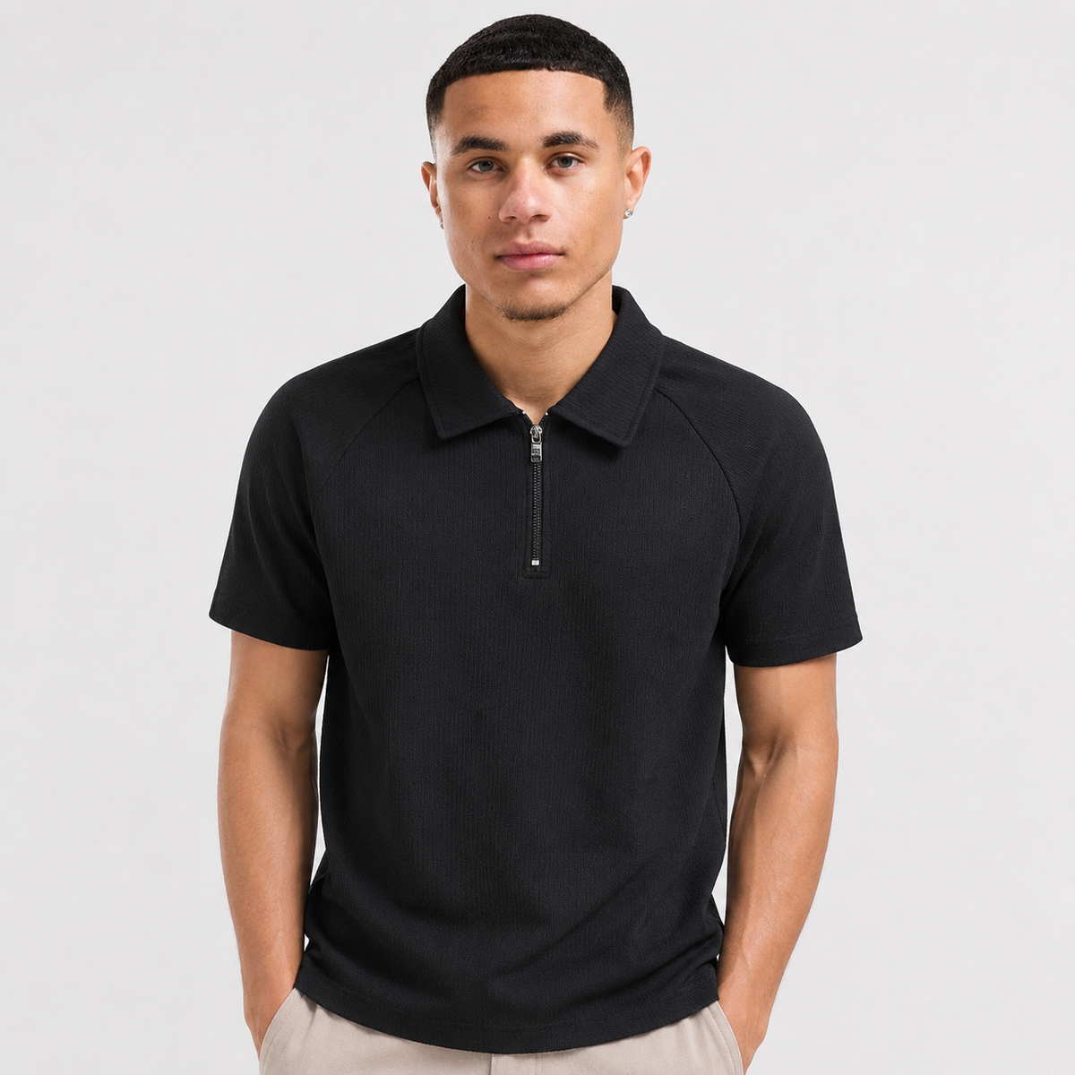 Men's Striped Polo Shirt - Short Sleeve Relaxed Fit