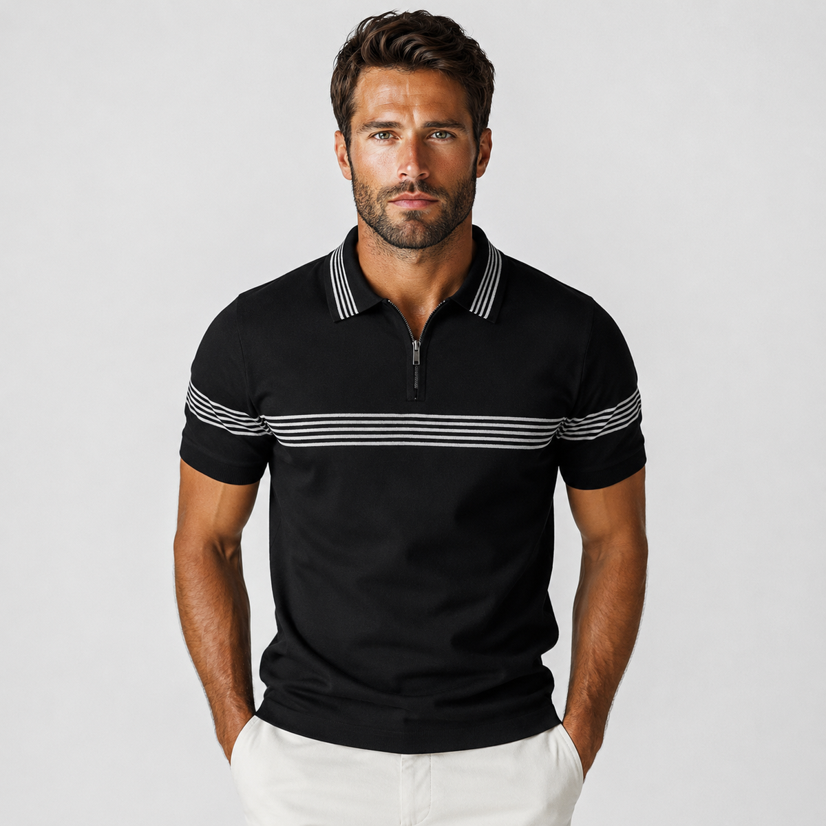 Men's Striped Shirt - Short Sleeve Business Casual Summer