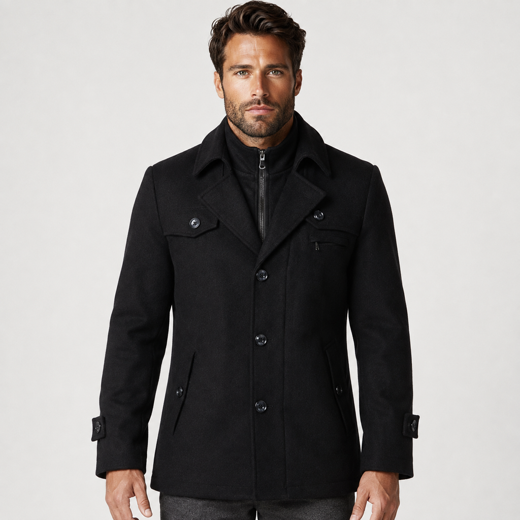 Men's Woolen Overcoat - Thick Single-Breasted Loose Fit