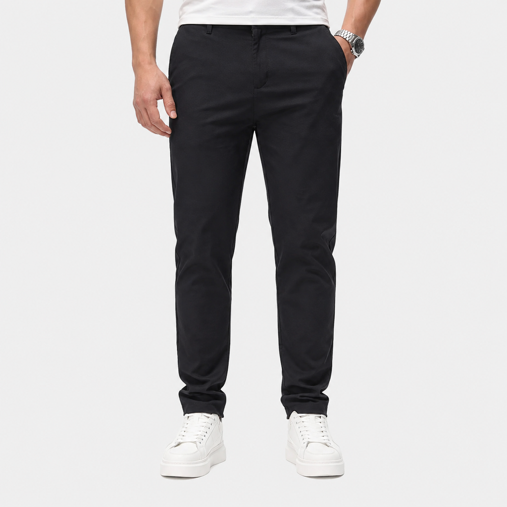 Men's Linen Blend Trousers - Straight Leg Slight Stretch