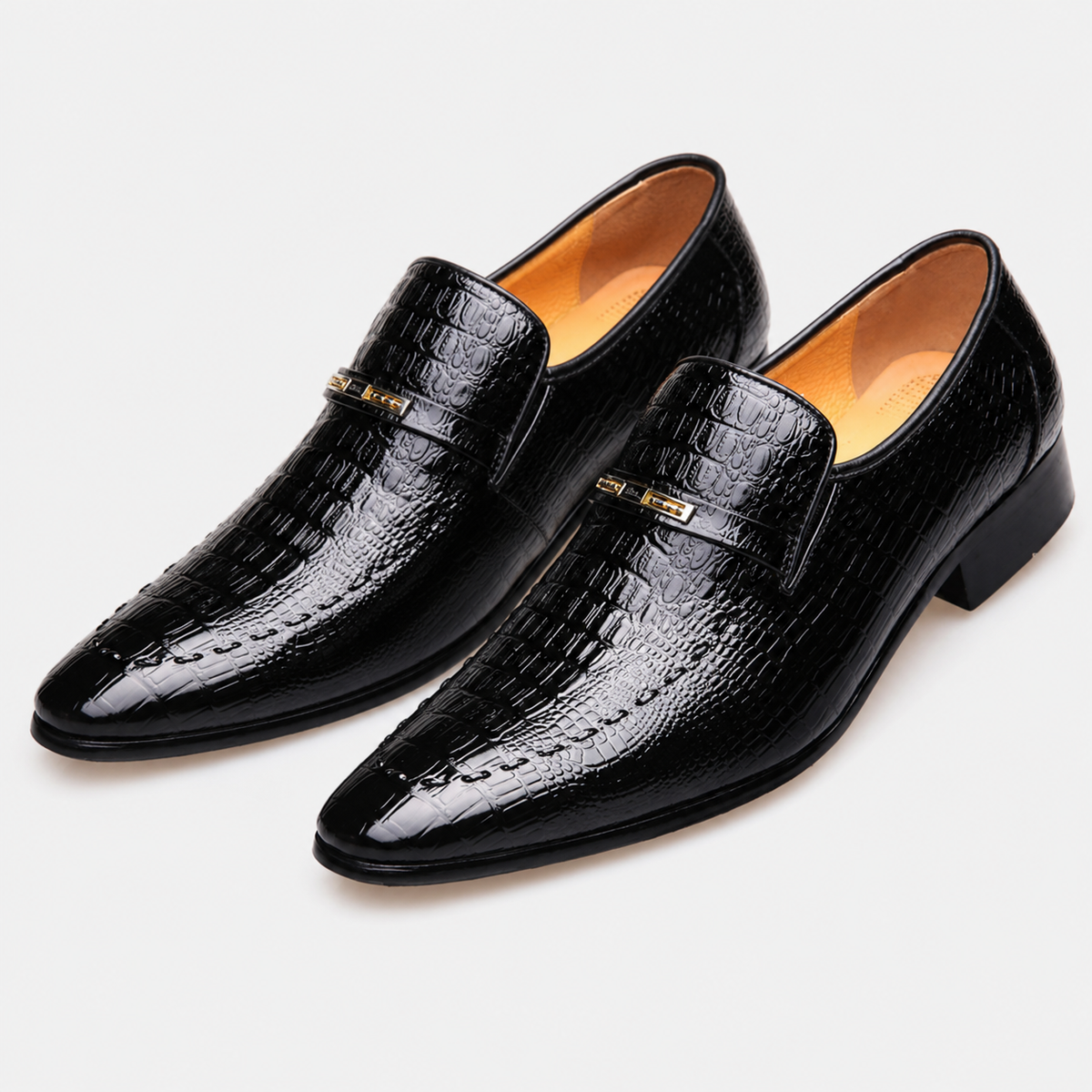 Men's Crocodile Print Loafers - Business Casual Shoes