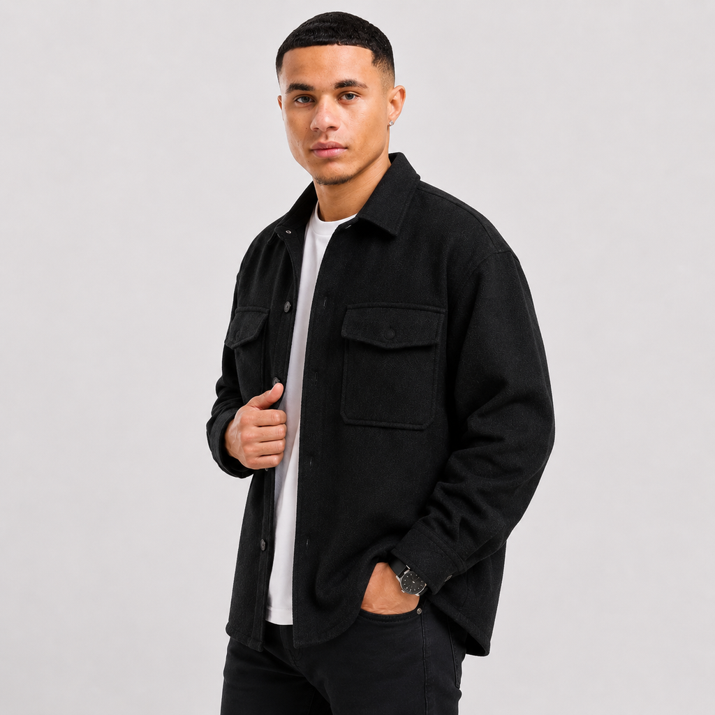 Men's Polo Collar Jacket - Polyester Long Sleeve