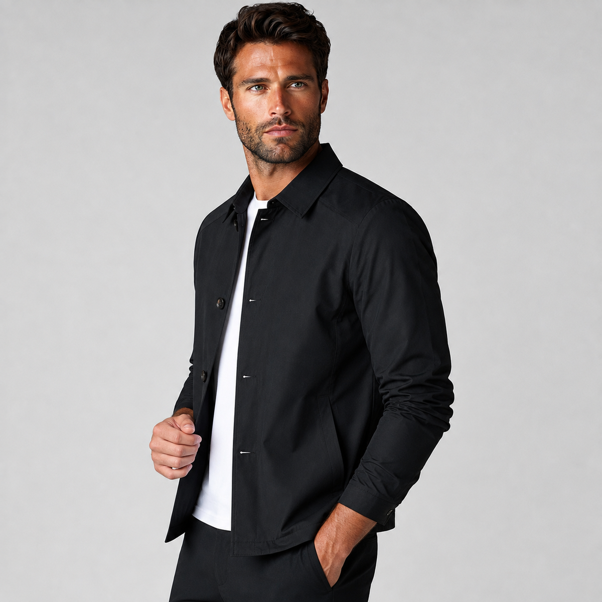 Men's Lapel Jacket - Solid Color Loose Fit Casual Style
