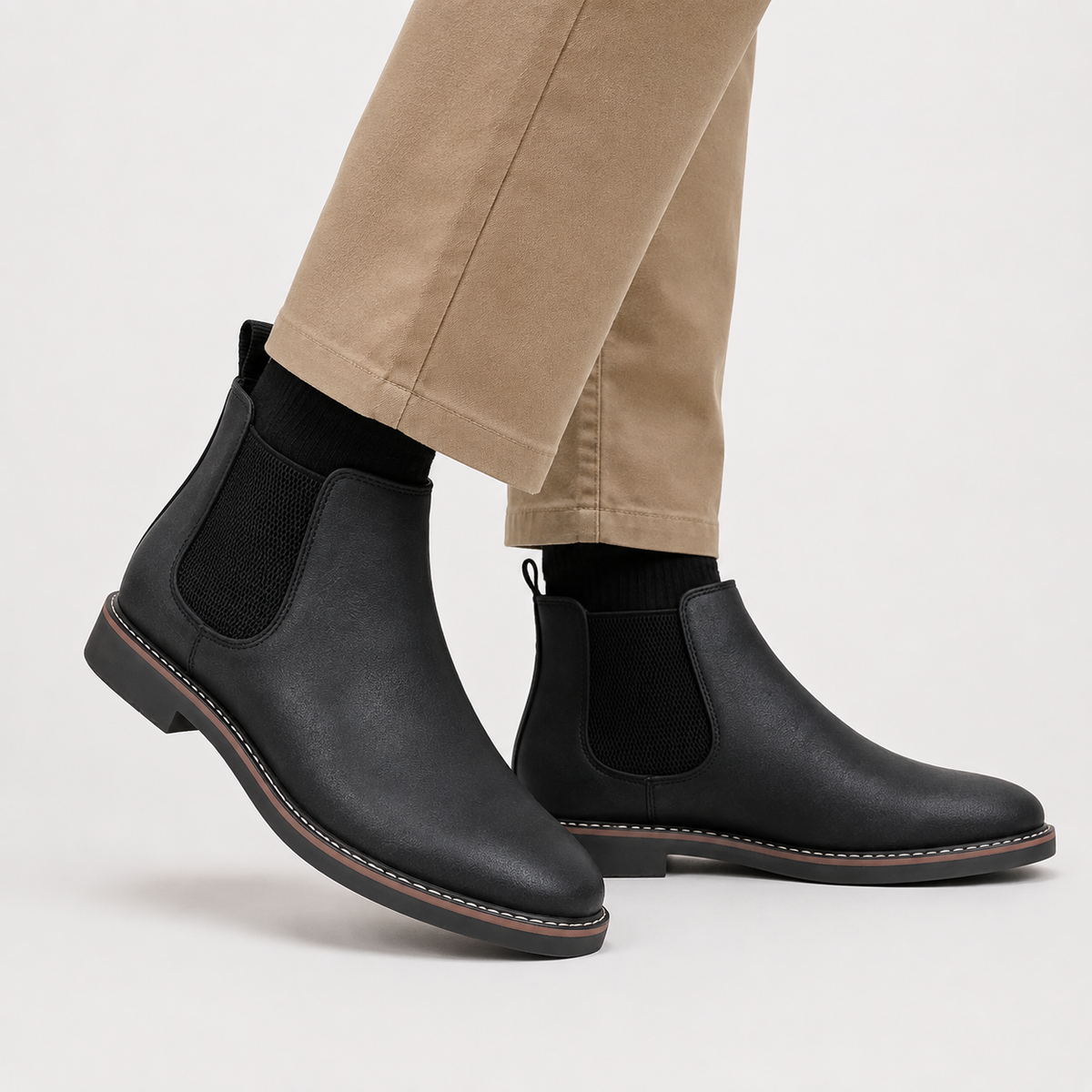 Men's Chelsea Boots - Vintage PU Round Toe Rubber Sole