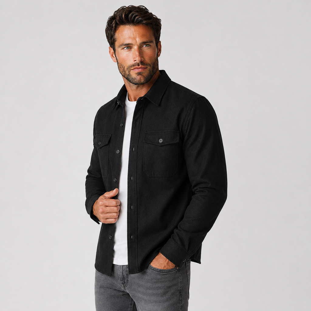 Men's Cotton Shirt - Long Sleeve Slim Fit Winter Shirt