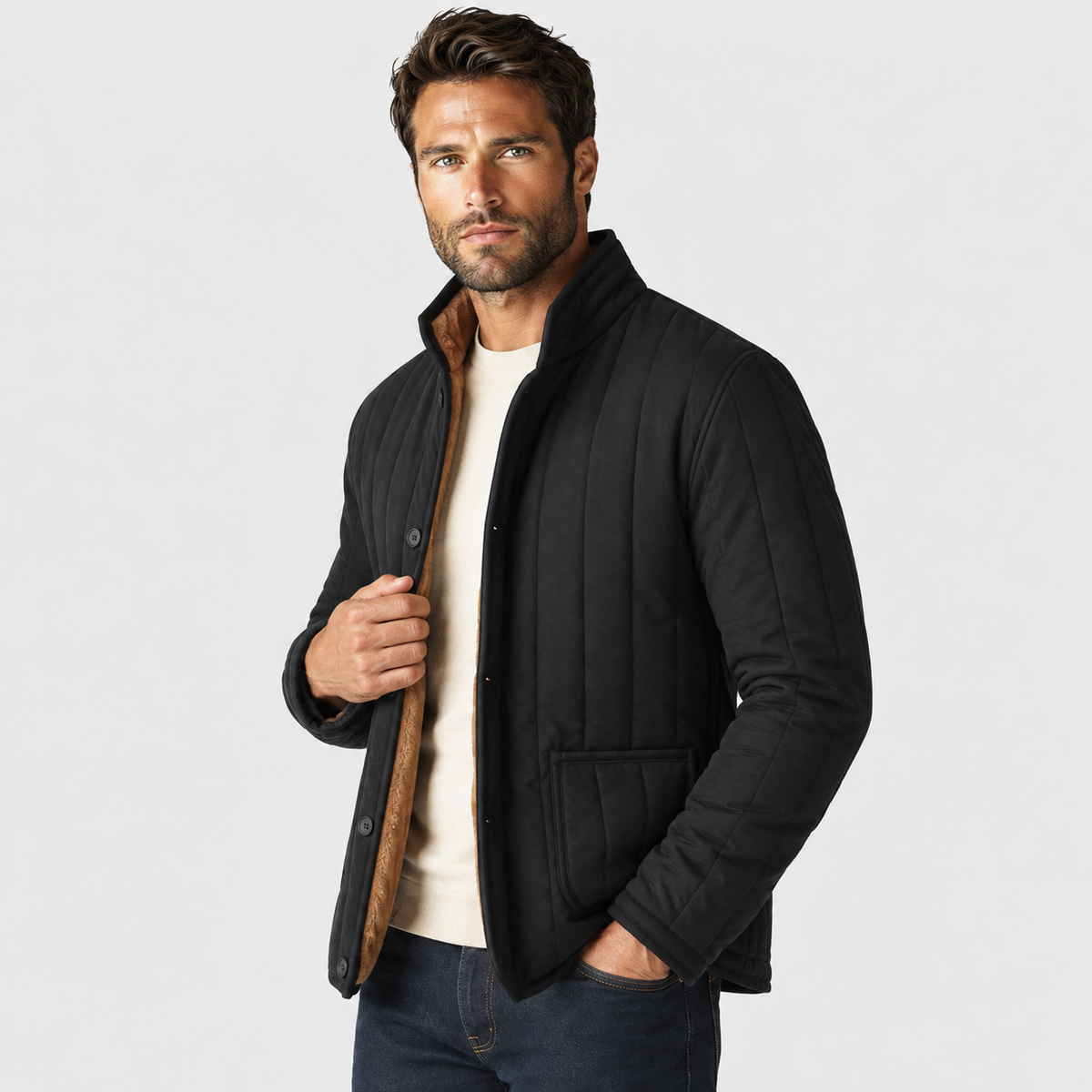 Men's Padded Winter Jacket - Polyester Filled Outerwear