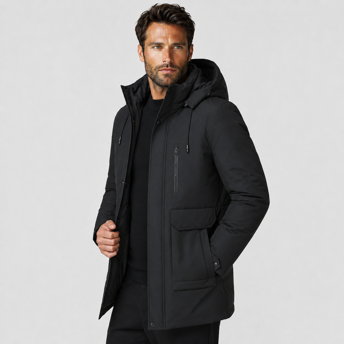 Men's Hooded Winter Jacket - Warm Thickened Casual Coat