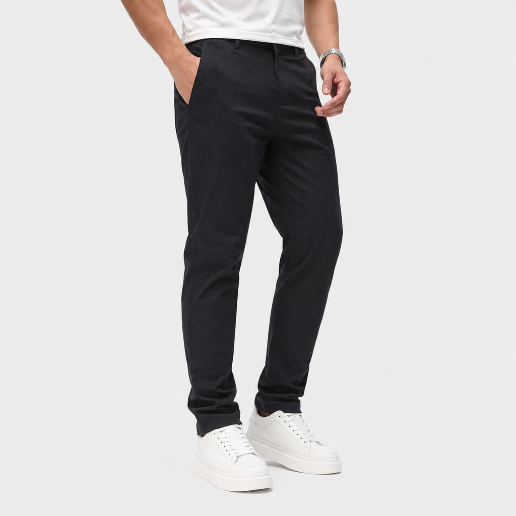 Men's Linen Blend Trousers - Straight Leg Slight Stretch