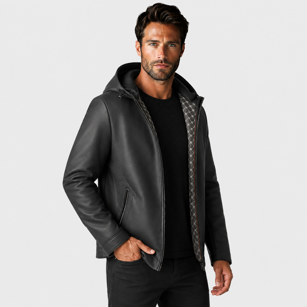Men's Genuine Leather Jacket - Classic Casual Outerwear
