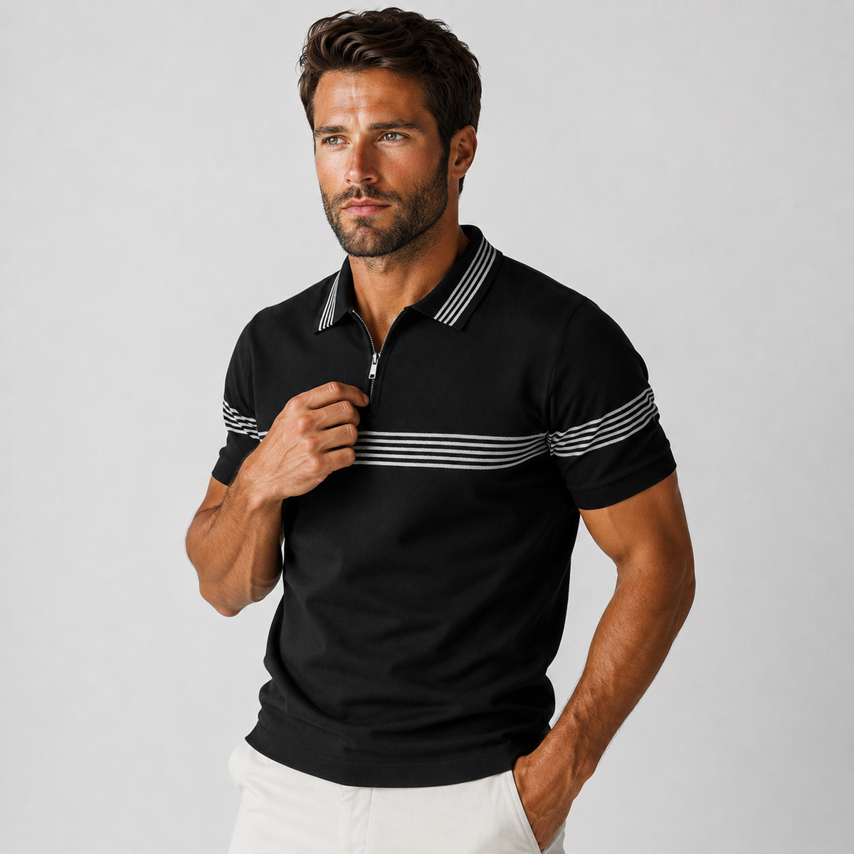 Men's Striped Shirt - Short Sleeve Business Casual Summer