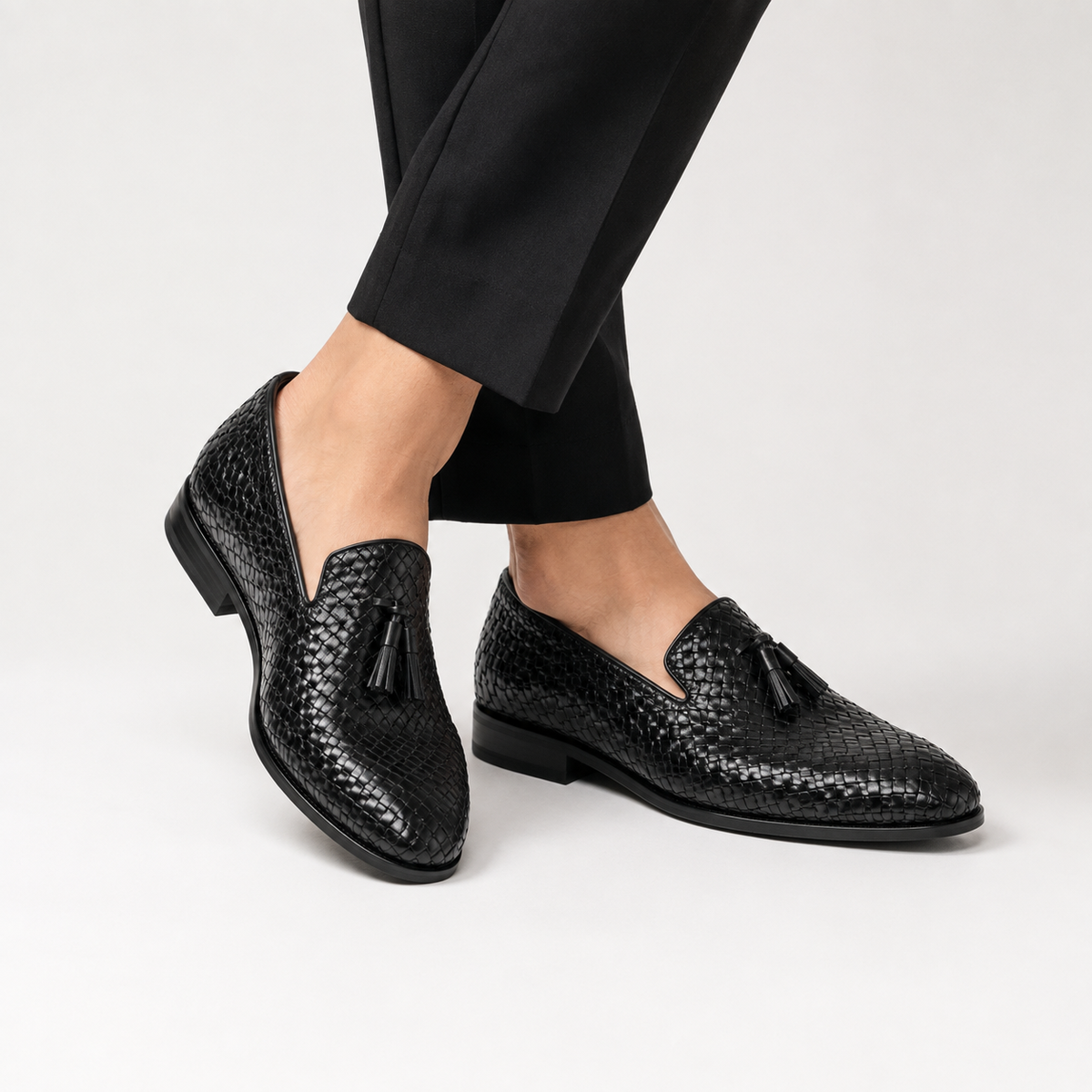 Men's Woven Leather Loafers - Casual Summer Shoes