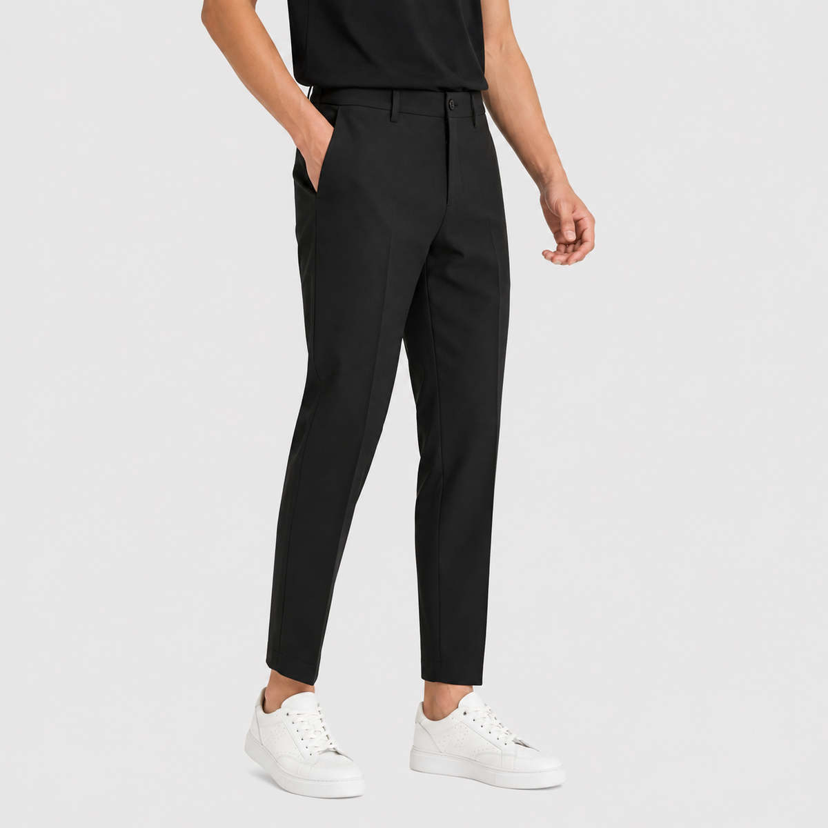 Men's Ankle-Banded Pants - Loose Fit Polyester Trousers