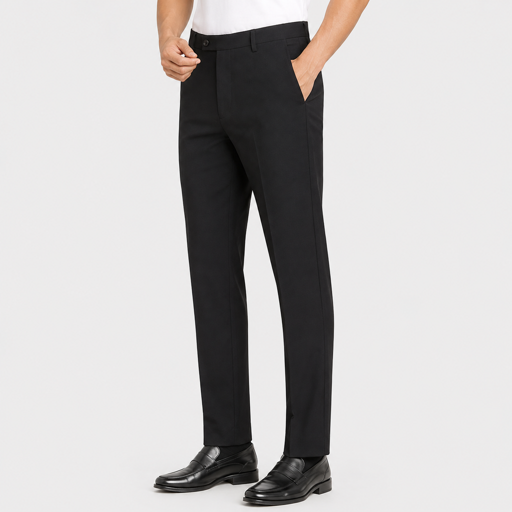 Men's Tailored Trousers - Draped Full-Length Formal Pants
