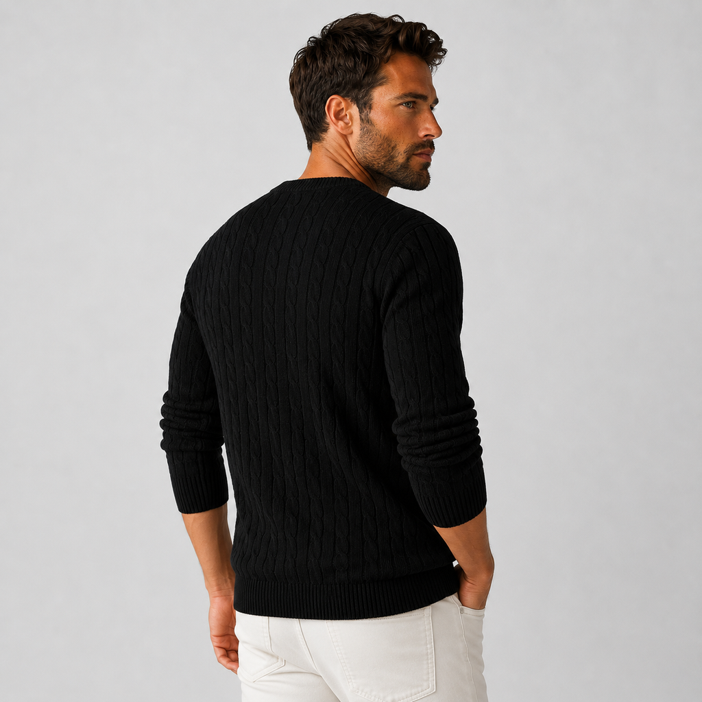 Men's Jacquard Sweater - Loose Fit Casual Pullover