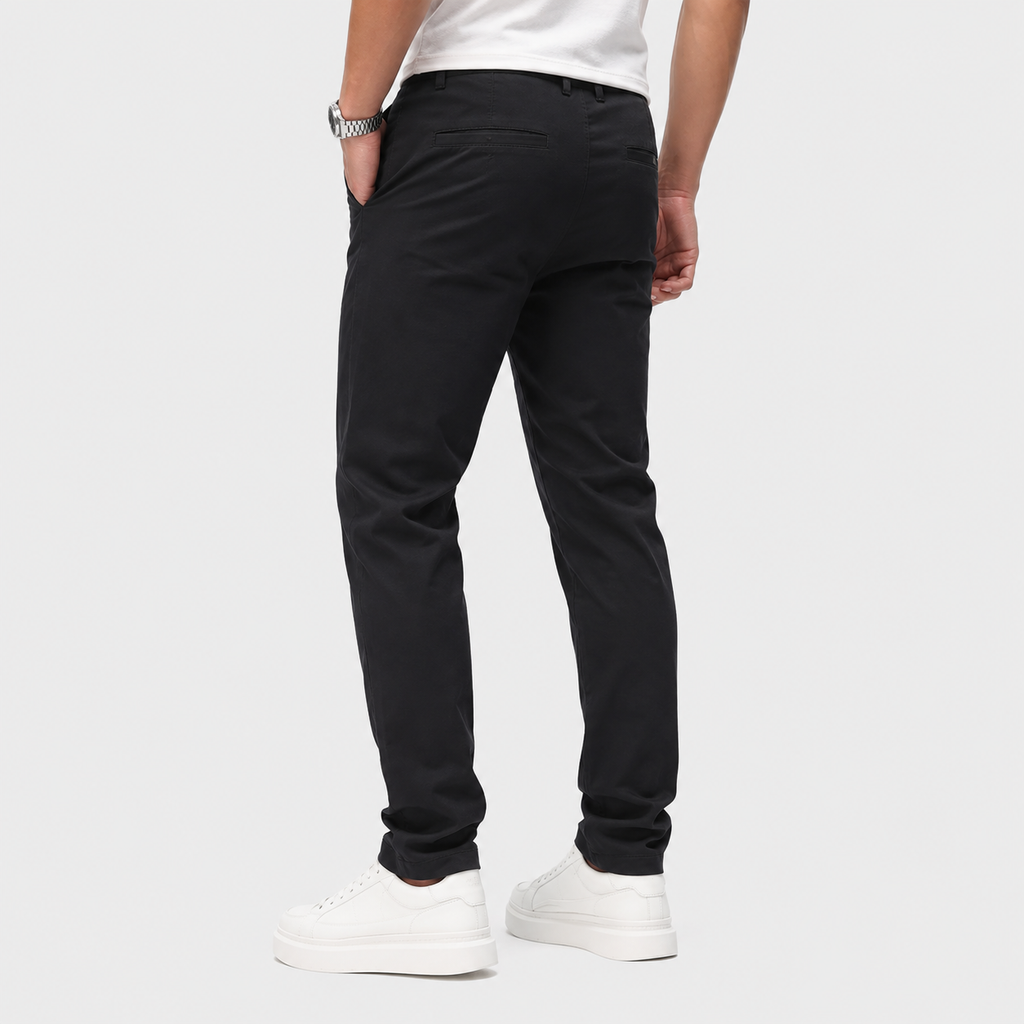 Men's Linen Blend Trousers - Straight Leg Slight Stretch
