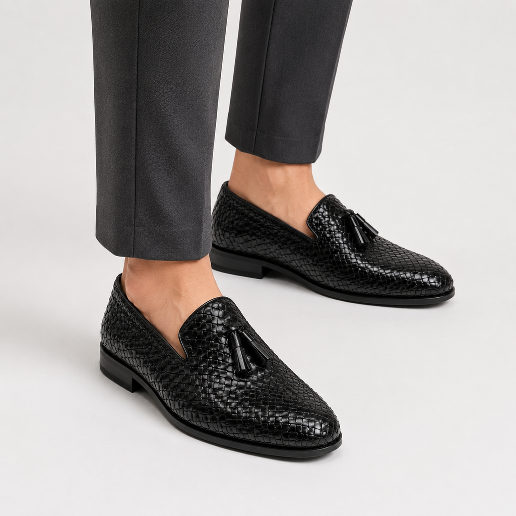 Men's Woven Leather Loafers - Casual Summer Shoes