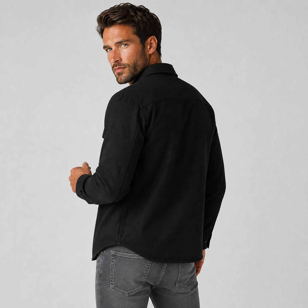 Men's Cotton Shirt - Long Sleeve Slim Fit Winter Shirt