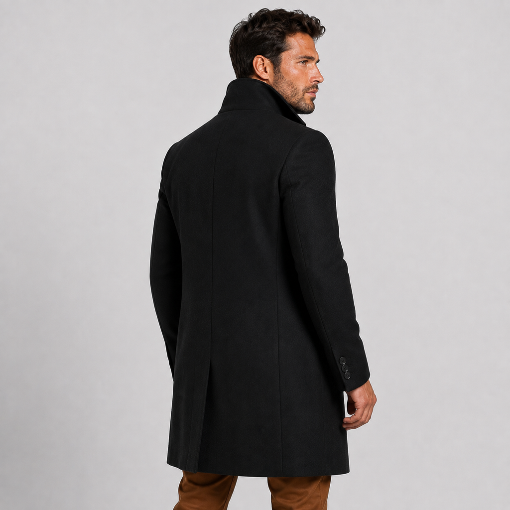 Men's Trench Coat - Mid-Length Single-Breasted Jacket