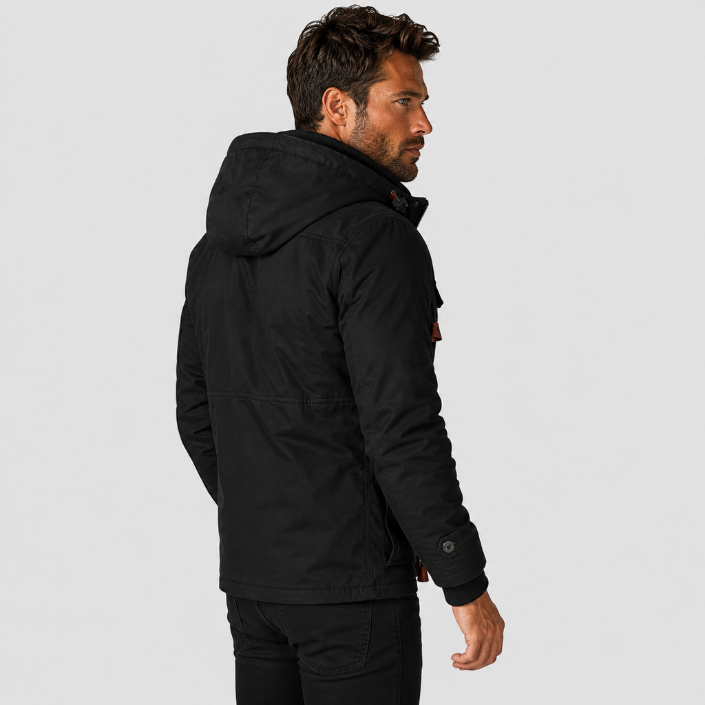 Men's Fleece-Lined Jacket - 100% Cotton Winter Coat