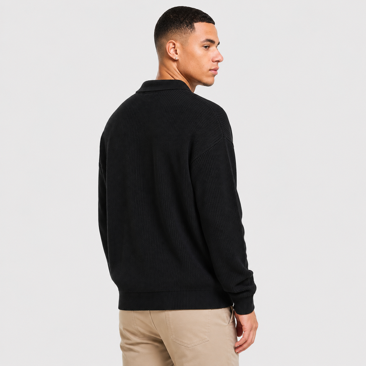 Men's Zip Polo Sweater - Slim Fit Long Sleeve Pullover