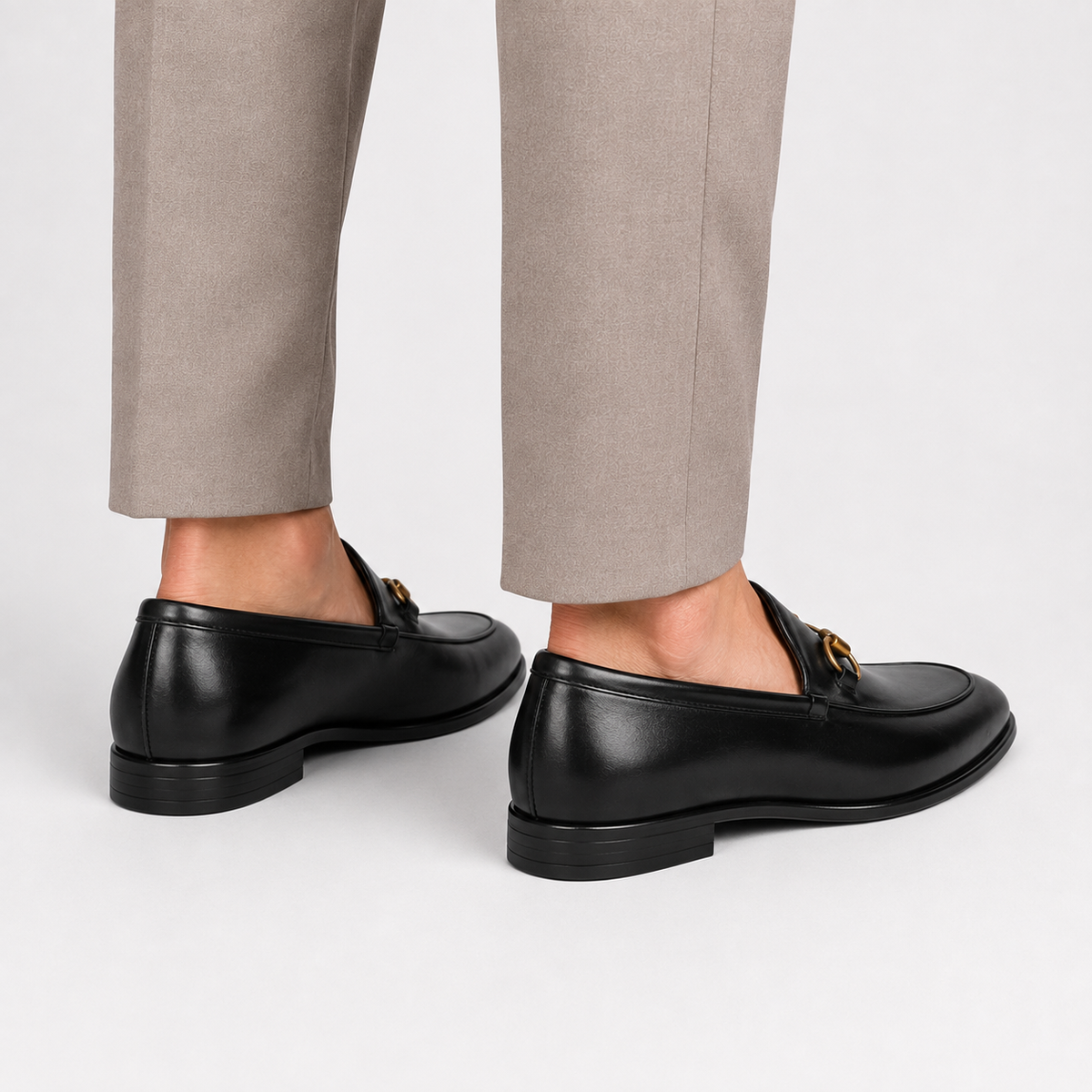 Men's Leather Loafers - Cowhide Horsebit Slip-On Shoes